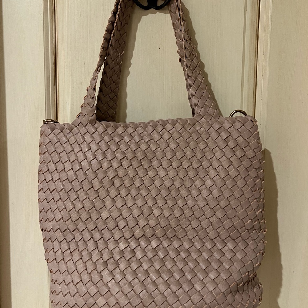 Elegant Taupe Woven Tote Bag